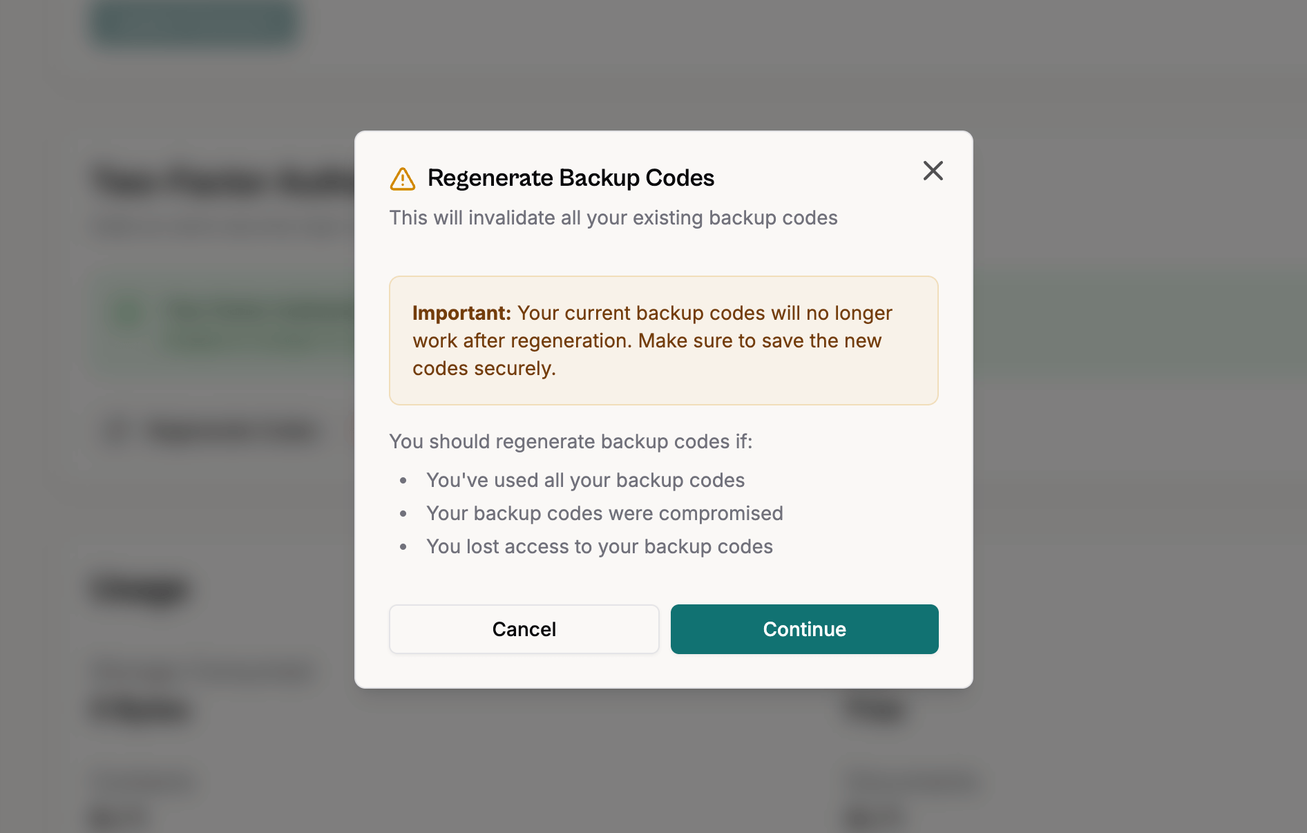Regenerate Backup Codes