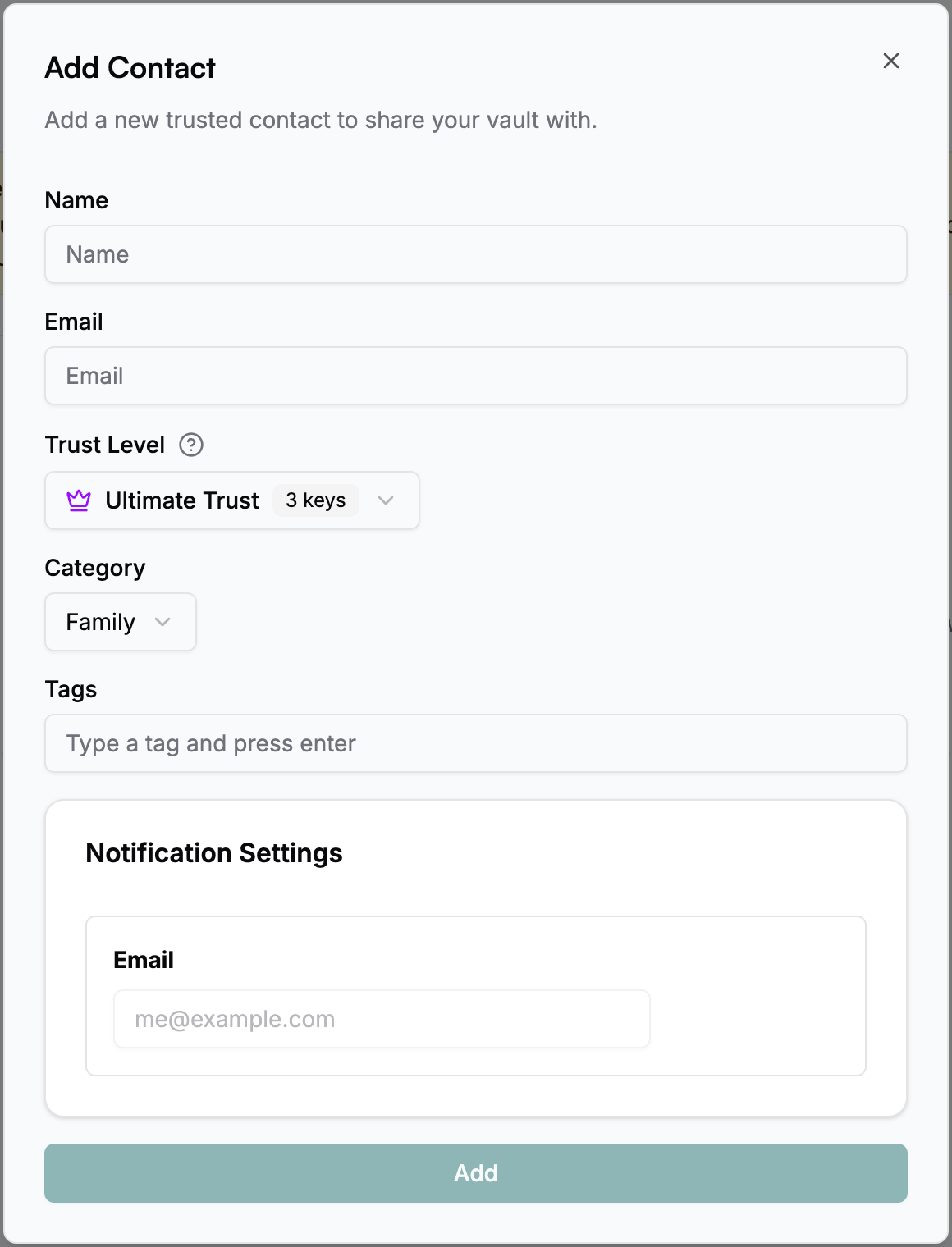 Add Contact Modal - Light Mode