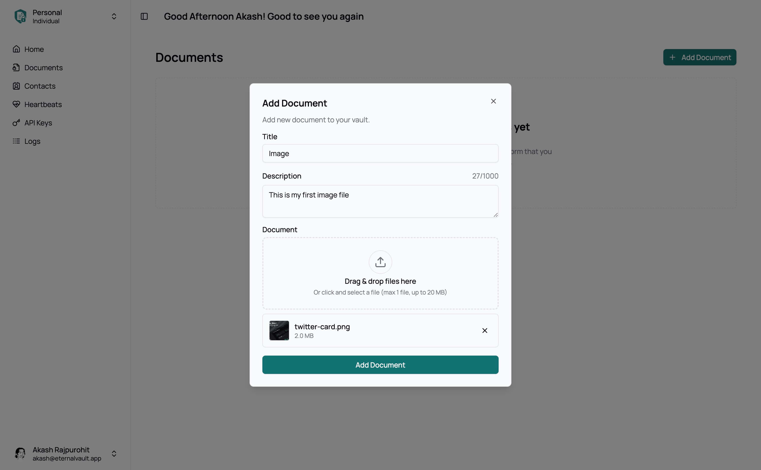 Add Document Modal - Light Mode