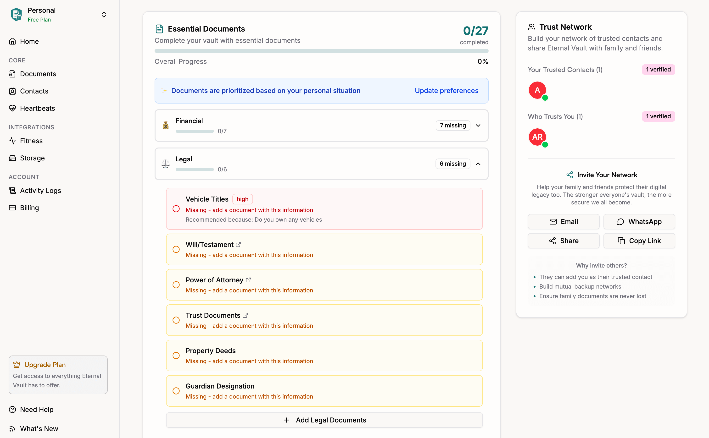 Essential Documents Dashboard
