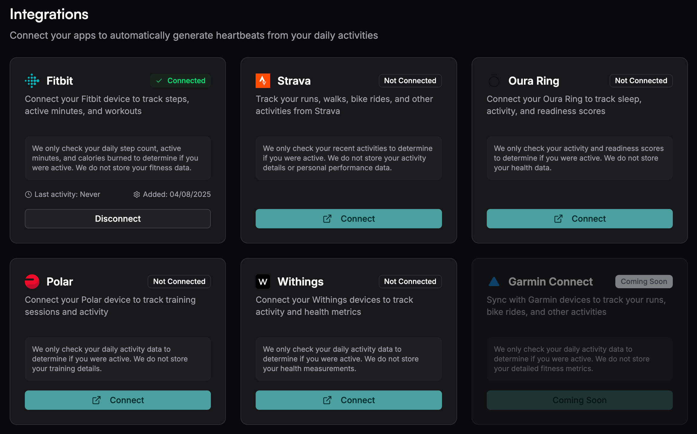 Fitness Apps Connected