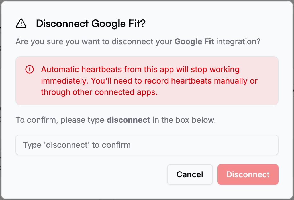 Disconnect Integration Dialog - Light Mode