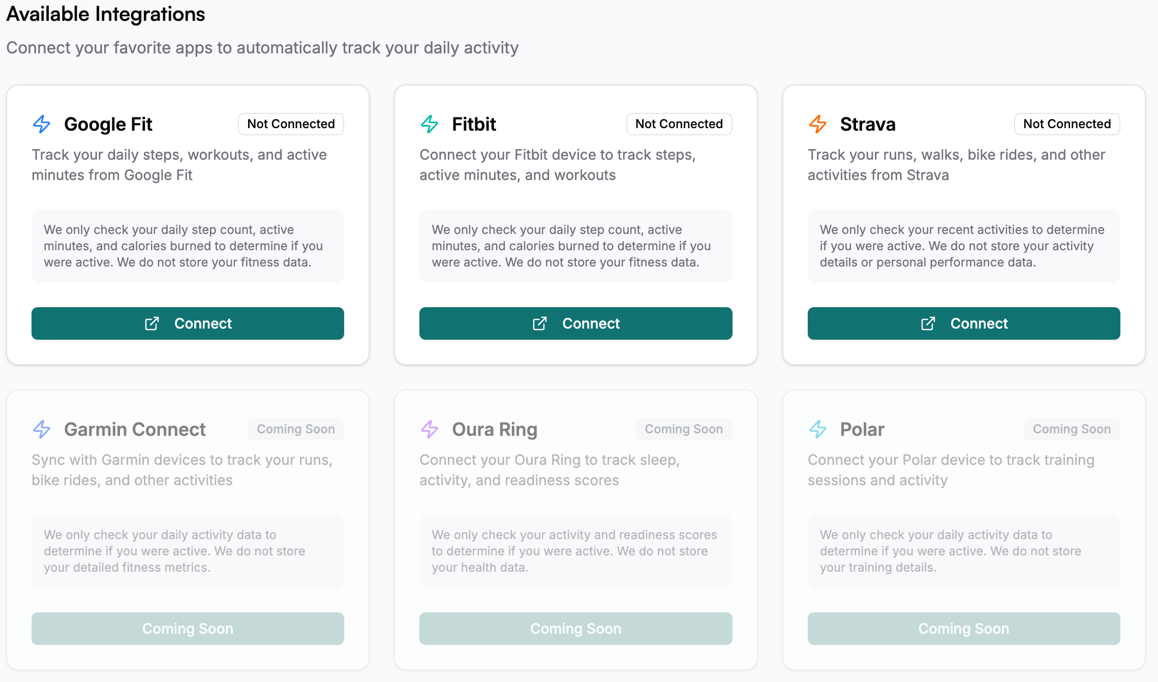 Available Integrations Gallery - Light Mode