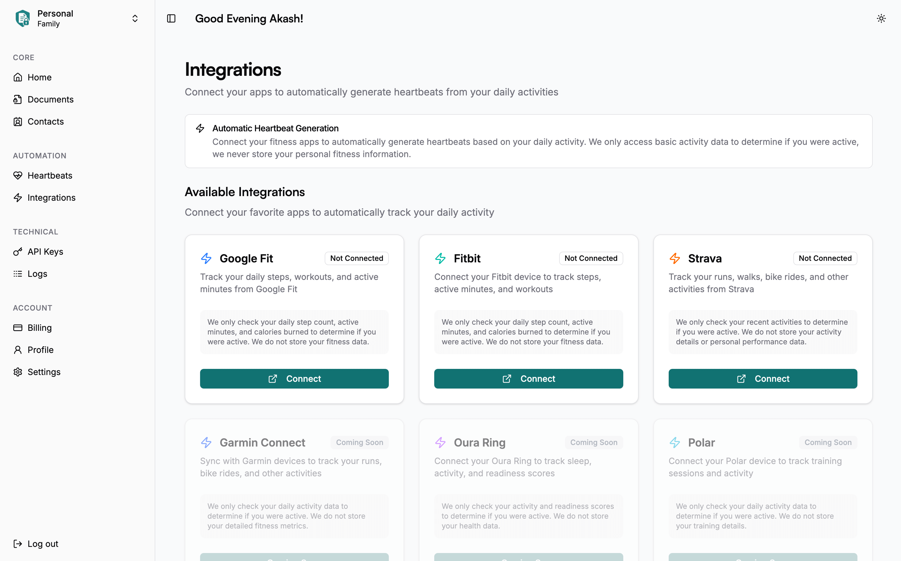 Integrations Page Overview - Light Mode