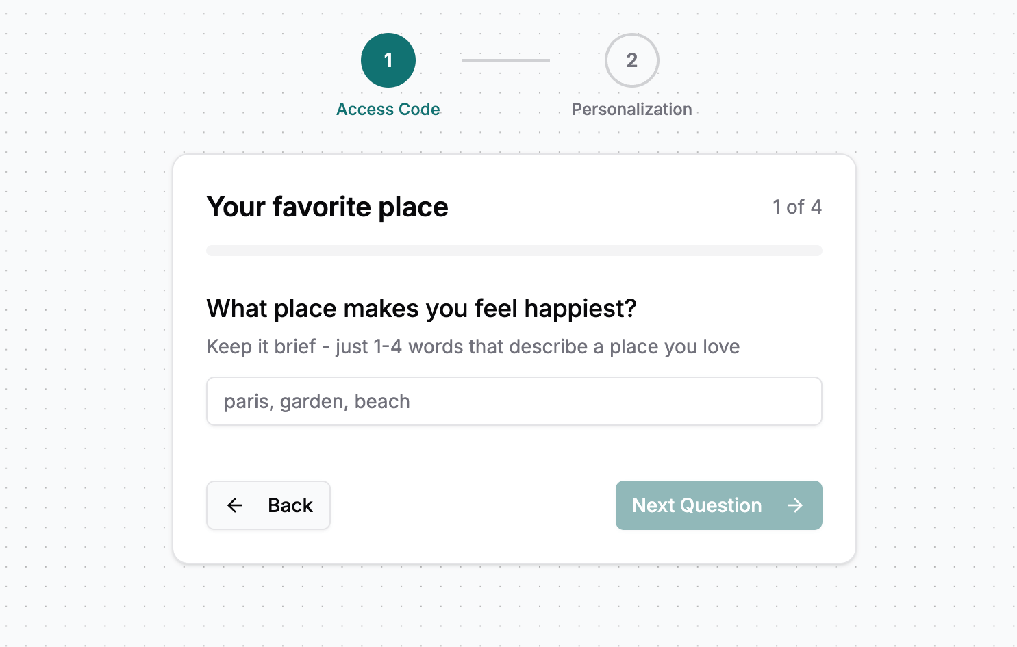 Onboarding - User Guided Questions