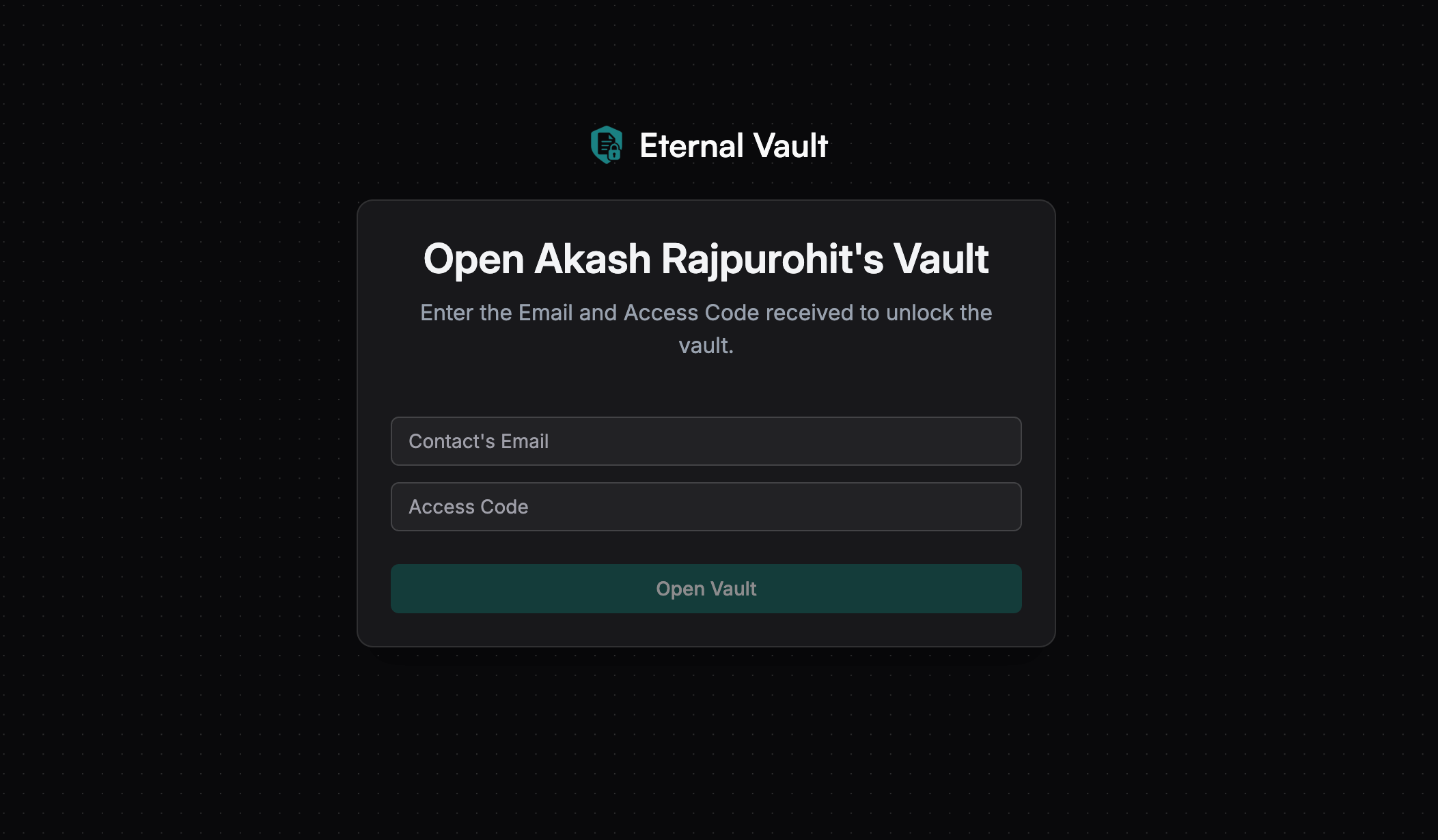 Vault Opening Form