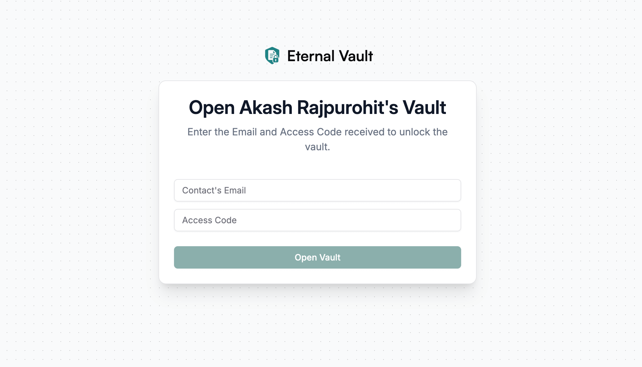 Vault Opening Form