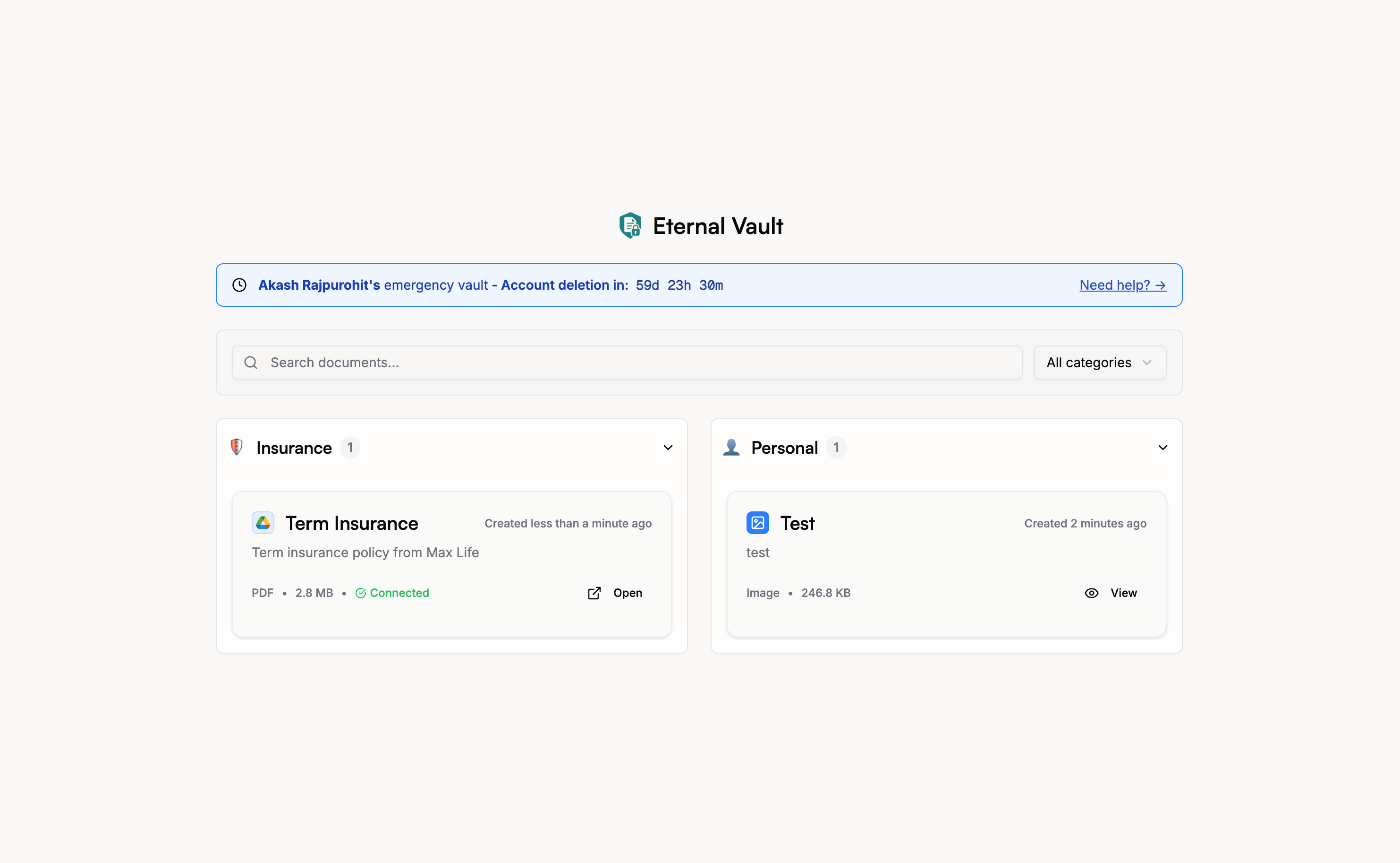 Documents Overview Page