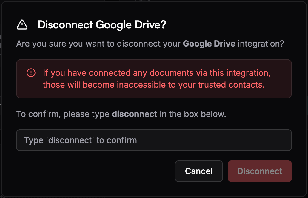 Disconnect Storage Integration