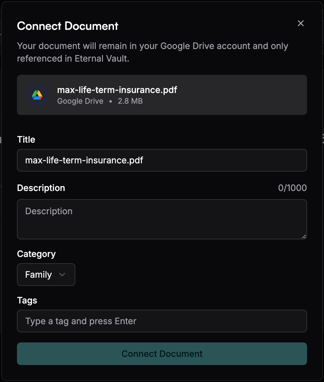 Connect External Document Dialog