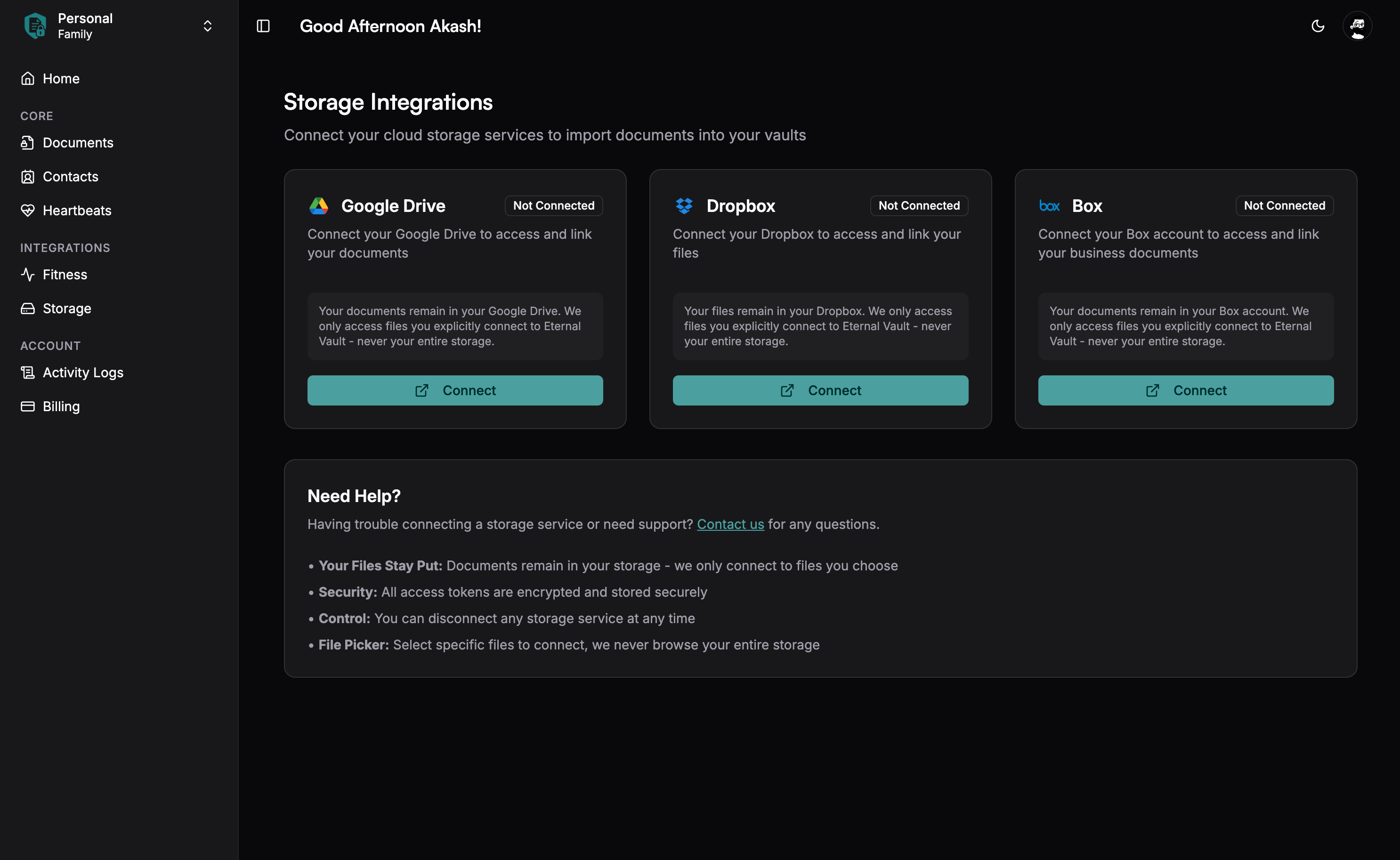Navigate to Storage Integrations