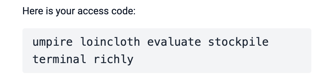 Access Code Example