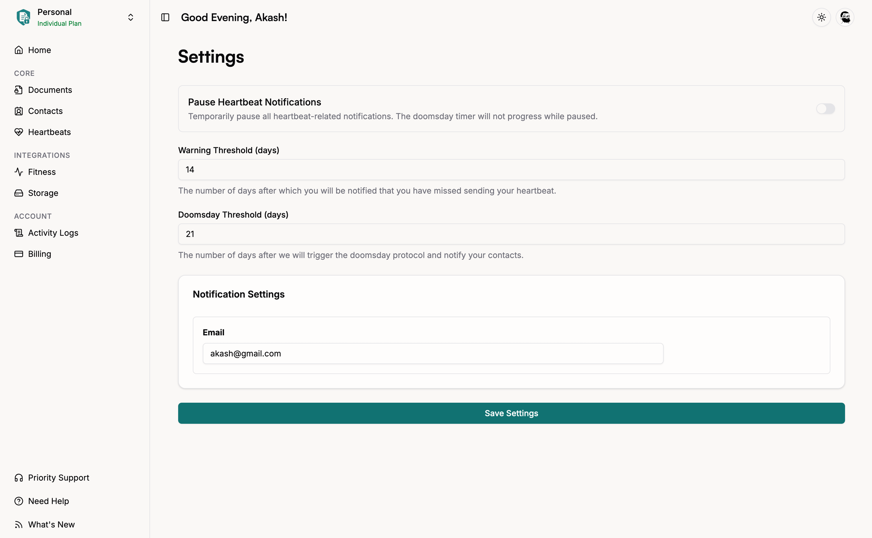 User Settings