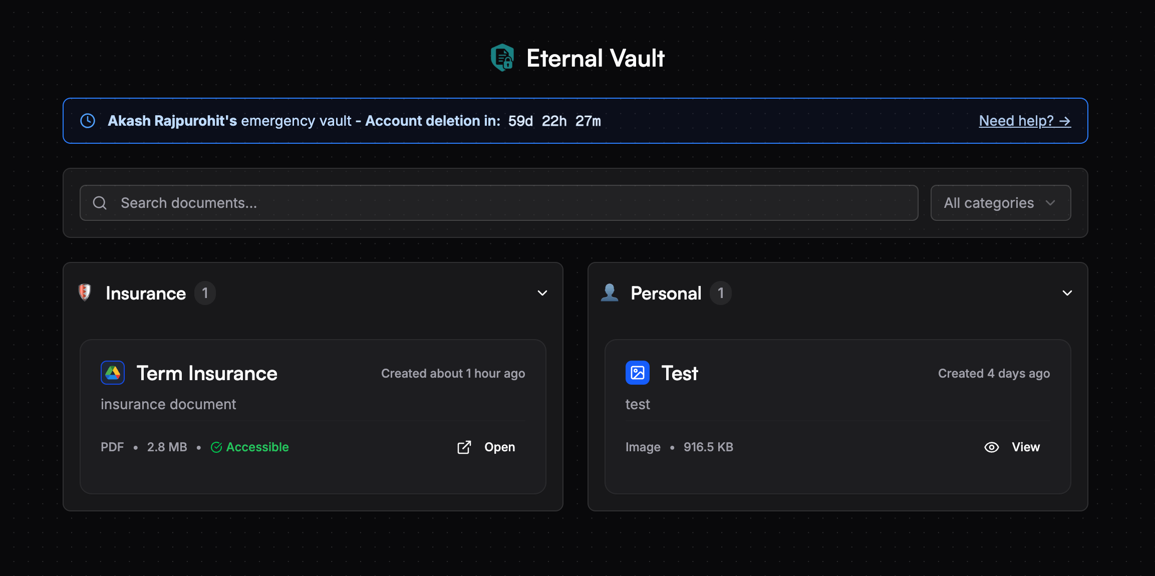 Documents Overview Page
