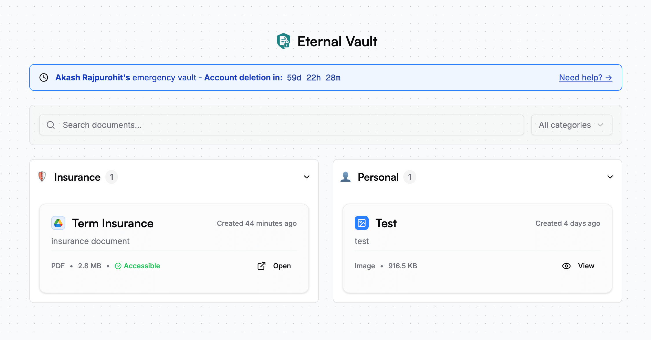 Documents Overview Page
