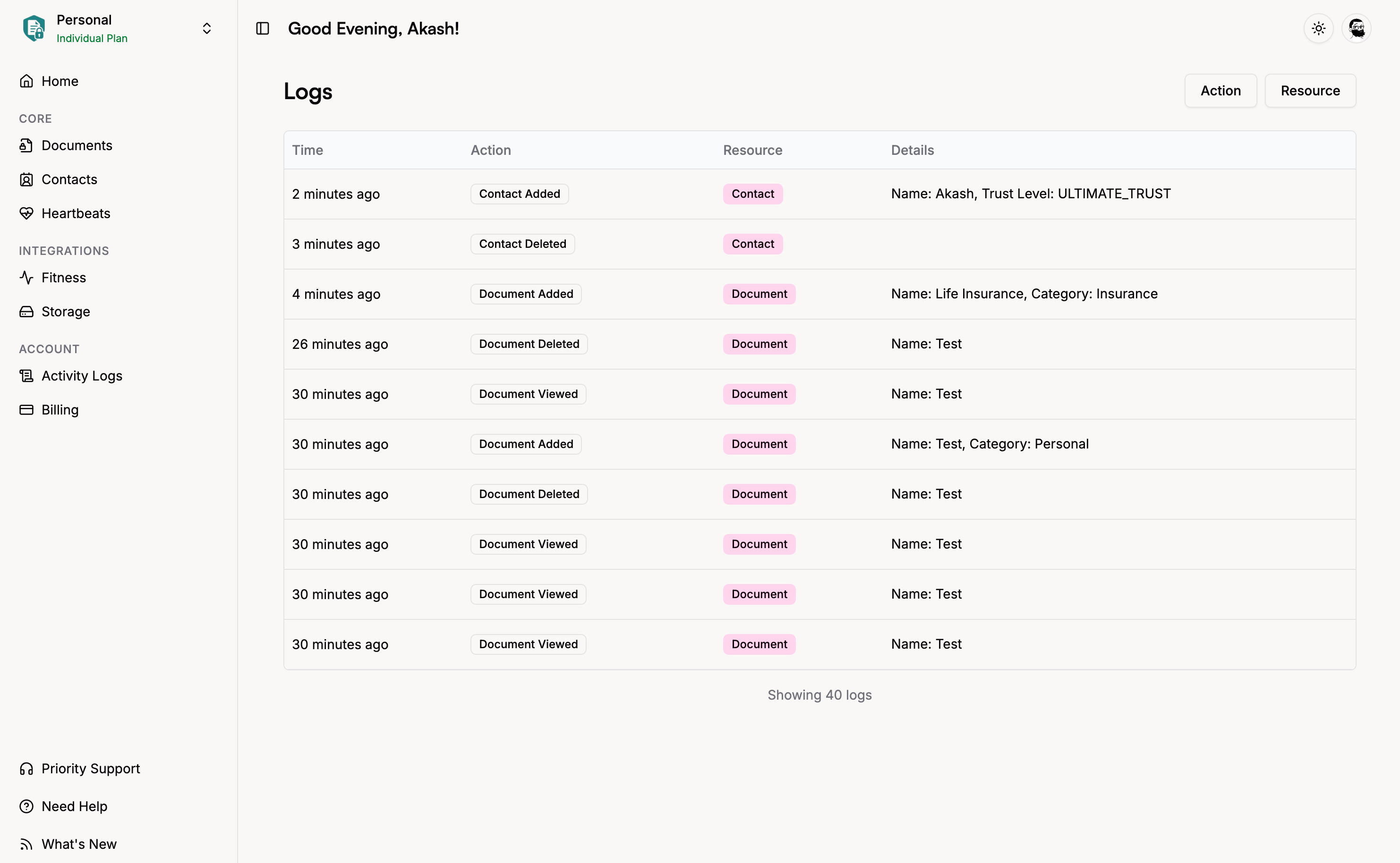View Logs