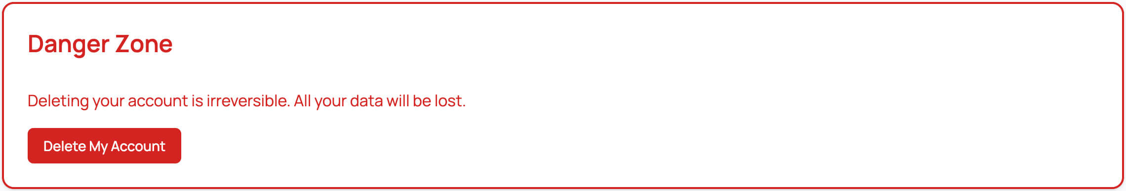Delete Account - Light Mode