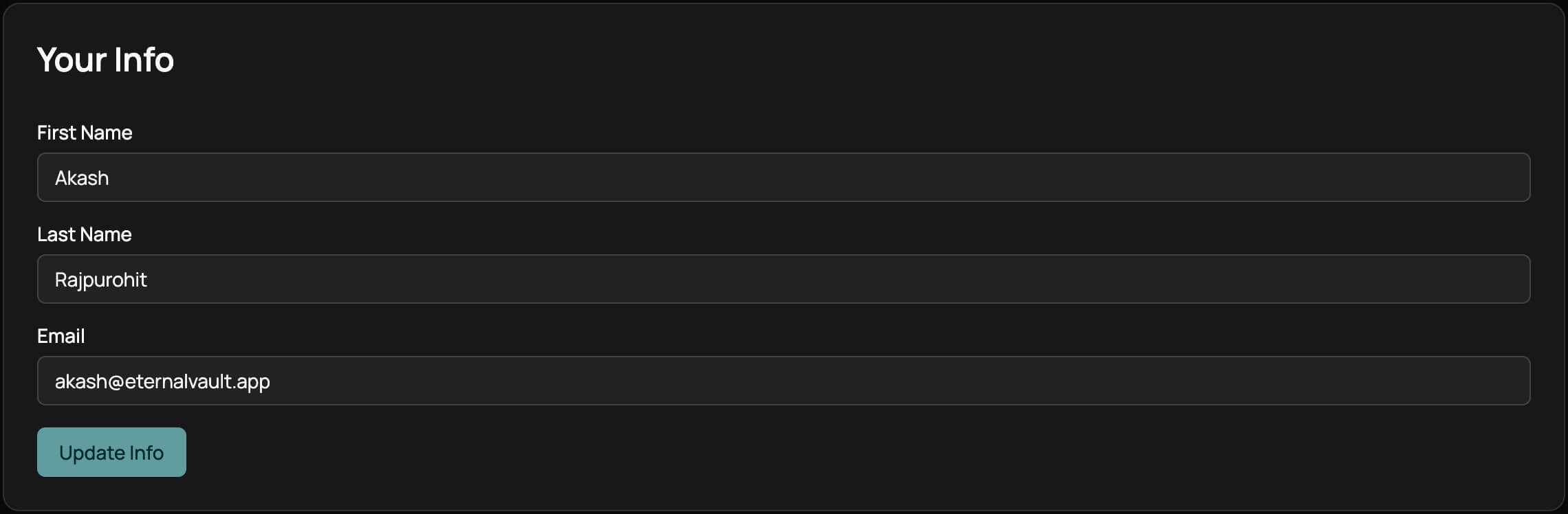 Update Profile Info - Dark Mode