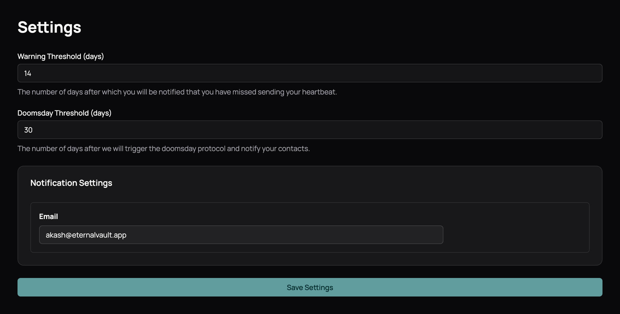 User Settings - Dark Mode
