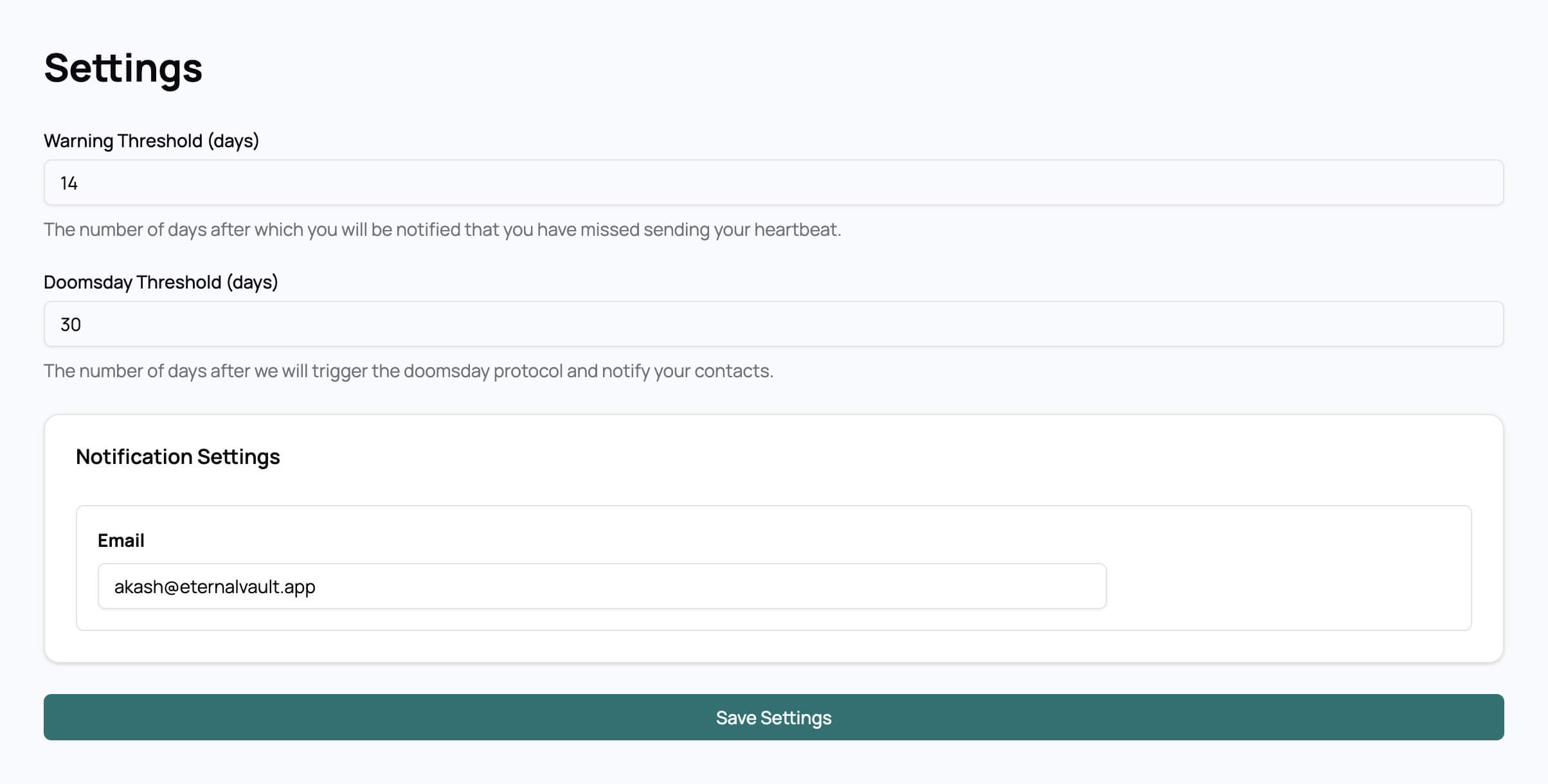 User Settings - Light Mode