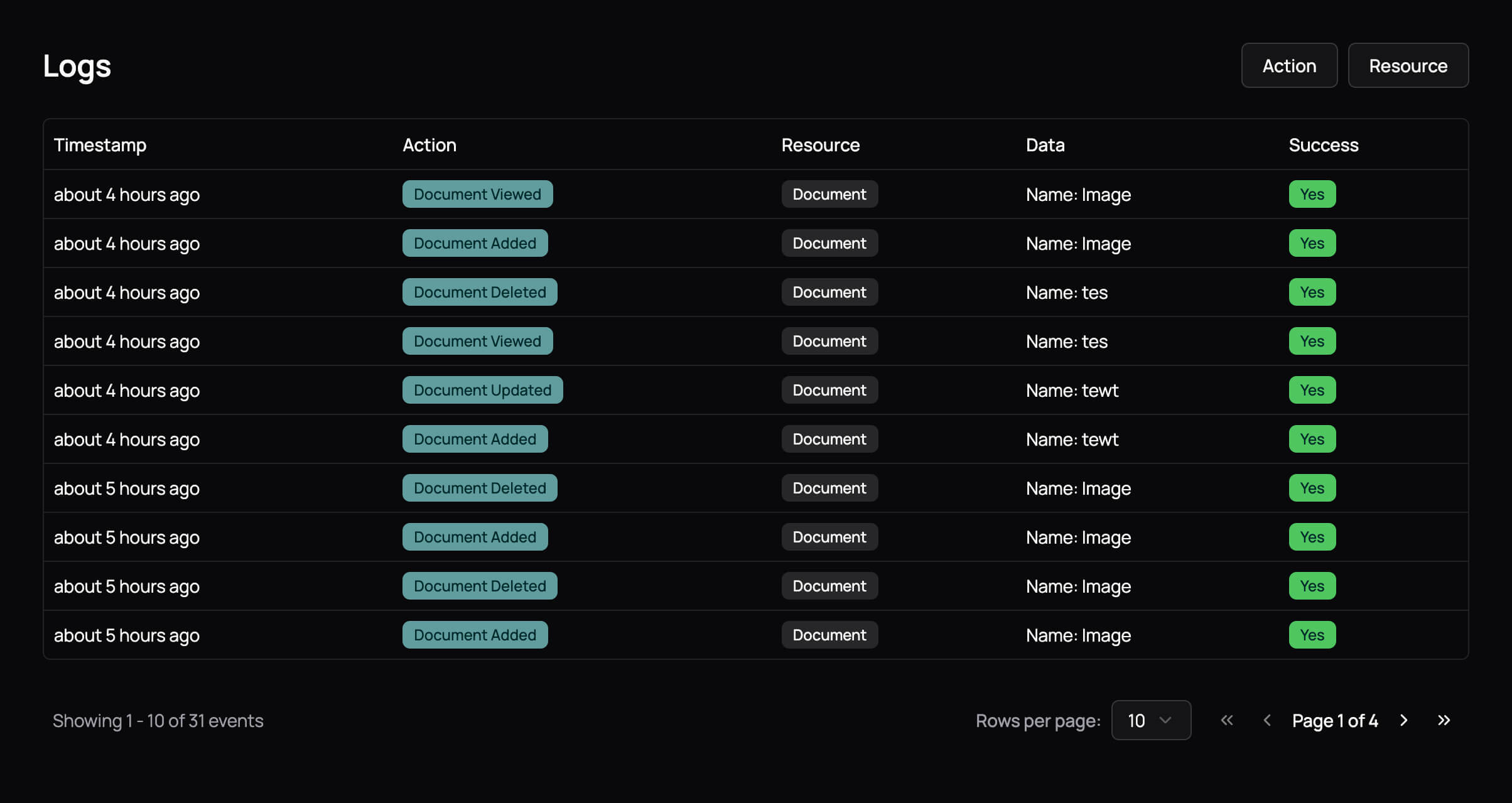 View Logs - Dark Mode